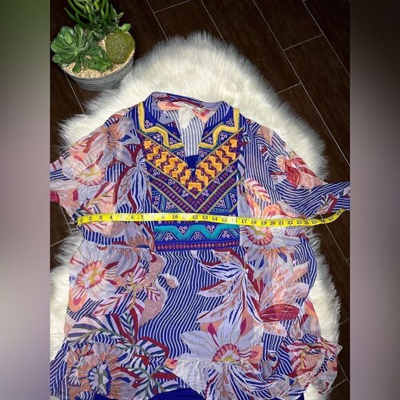 Soft Surroundings Tory Tunic Floral Embroidered Sheer Long Sleeve Sz 2X - Picture 12 of 13